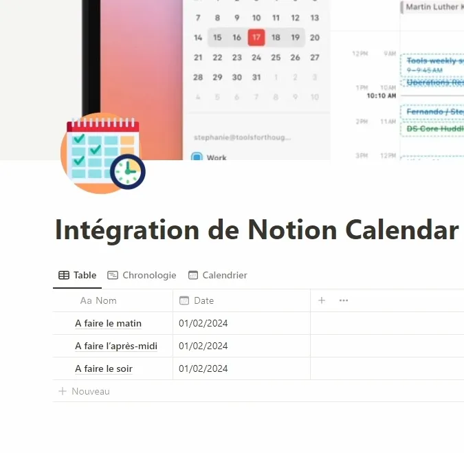 Intégration Notion Calendar