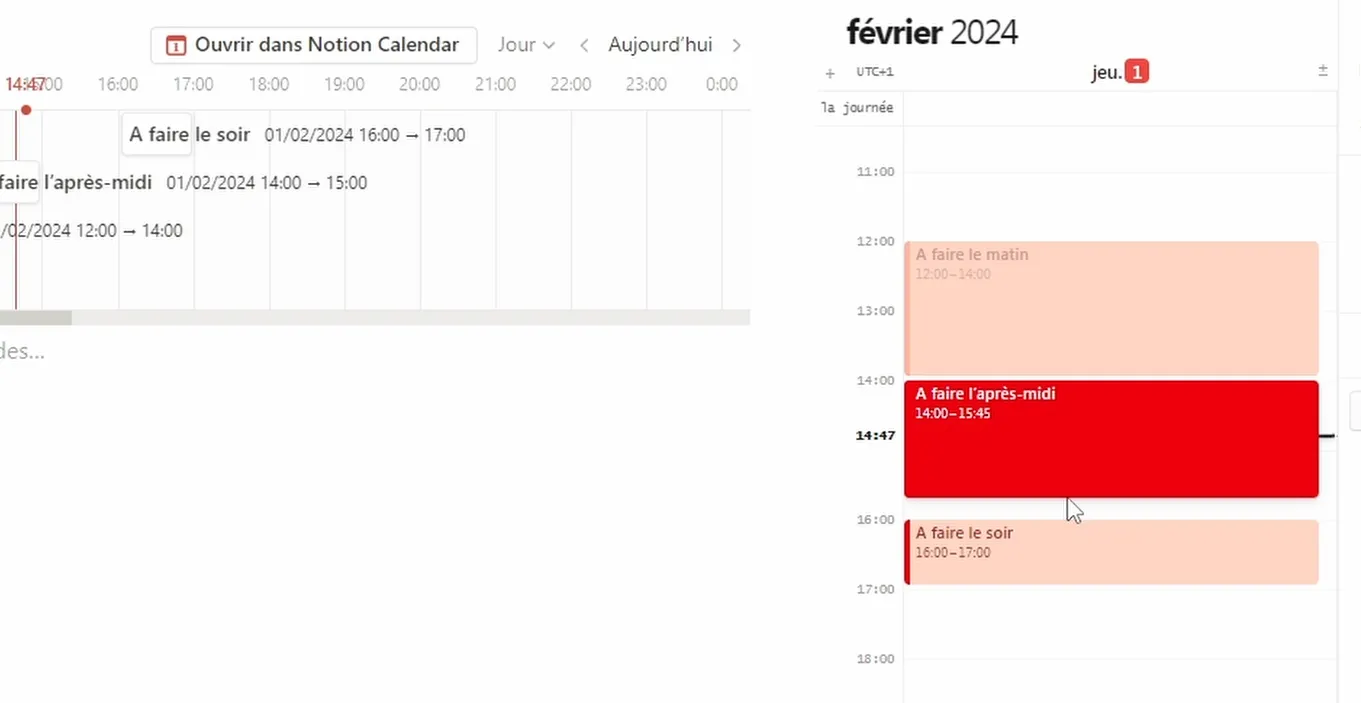 Intégration Notion Calendar
